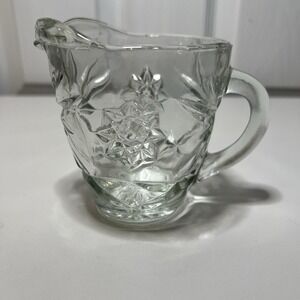 Vintage‎ Anchor Hocking "Star of David" Glass Milk Creamer Small 4" Pitcher
